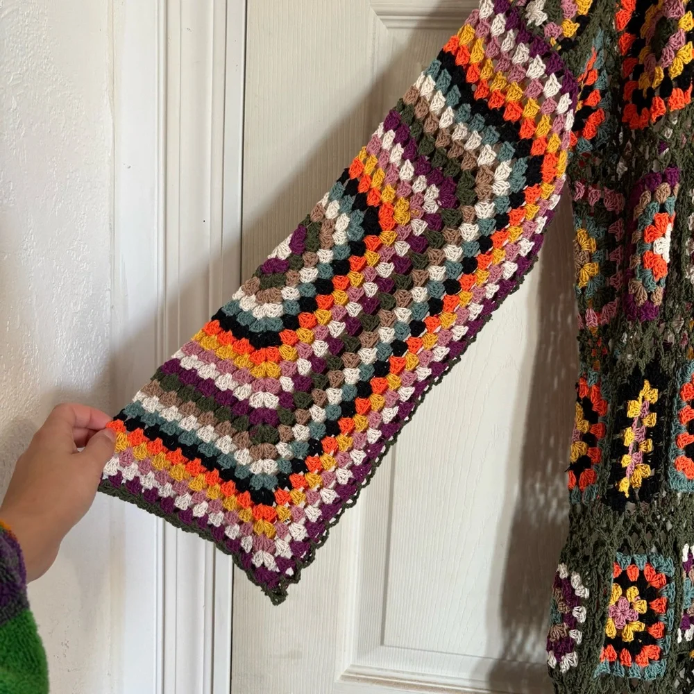 Jaded Gypsy Desert Sunset Duster Multicolor Crochet Cardigan Boho Bohemian Bold